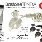 ASTA BASTONE TENDA Estensibile REGOLABILE METALLO ANELLI MODERNO FOGLIA 125-235