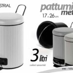 PATTUMIERA A PEDALE BAGNO METALLO SPAZZATURA GETTA CARTE INDUSTRIAL 3 LITR 25*17