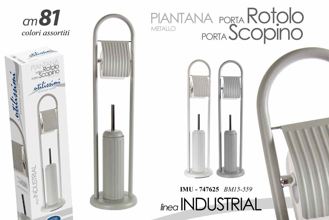8025569747625 Piantana Portarotolo Da Terra METALLO Carta Igienica Porta Scopino WC WATER 81cm - immagine 1