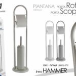 Piantana Portarotolo Carta Igienica Da Terra + Porta Scopino WC Spazzolone WATER
