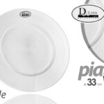Piatto piano vetro trasparente moderno tavola elegante tondo vintage circle 33cm