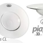 Piatto tondo fondo a cappello di prete vetro trasparente design moderno 33 cm