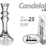 CANDELABRO VETRO Candeliere TRASPARENTE Porta candela STIL CRISTALLO TAVOLA 25*8