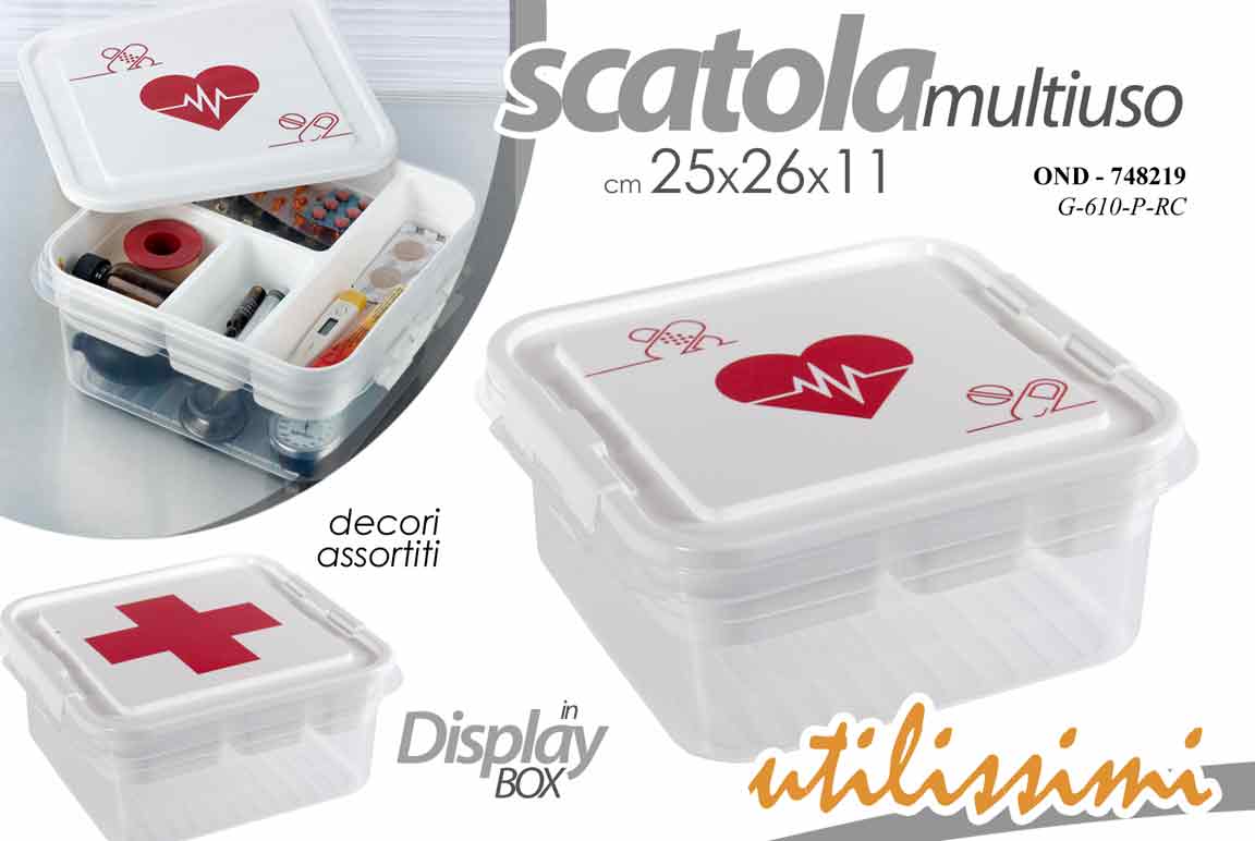 8025569748219 CASSETTA PRONTO SOCCORSO ORGANIZER MEDICINE SCATOLA CONTENITORE FARMACI 25*26*11 - immagine 1