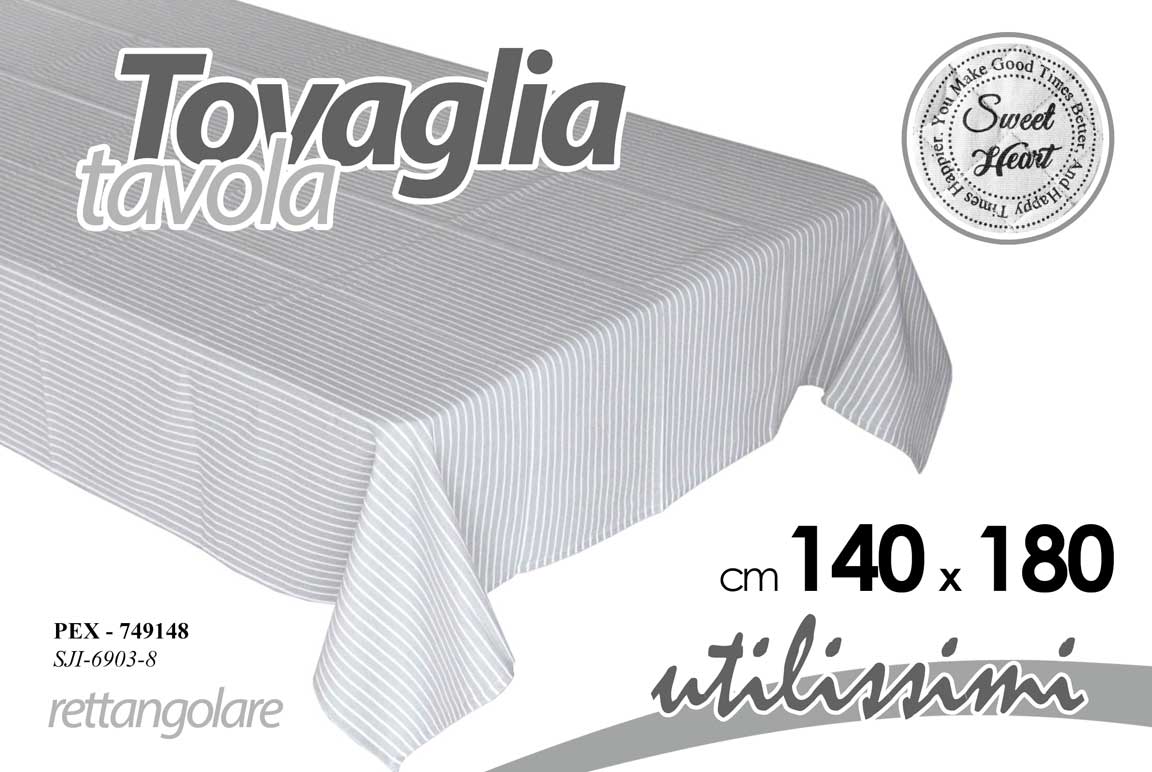 8025569749148 TOVAGLIA TAVOLA CUCINA MODERNA TESSUTO RETTANGOLARE RIGHE MOD COTONE 140*180 cm - immagine 1