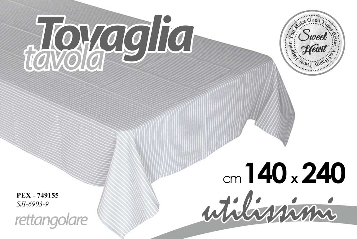 8025569749155 TOVAGLIA TAVOLA CUCINA MODERNA TESSUTO RETTANGOLARE COTONE RIGHE ROYAL 140*240cm - immagine 1