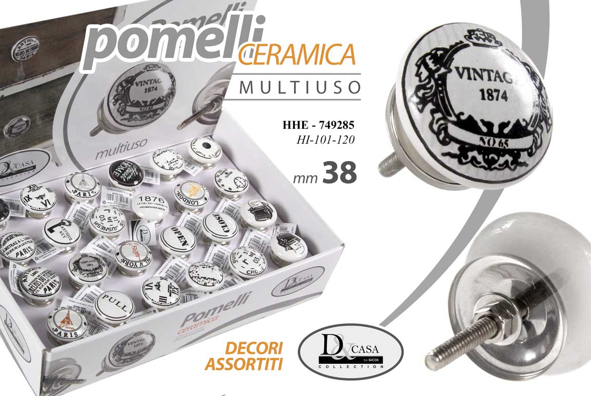 8025569749285 POMELLO CERAMICA MOBILE CASSETTIERA TONDO UNIVERSALE COLOR ASS 0,38CM - immagine 1