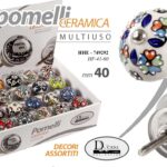 POMELLO TONDO MOBILE CASSETTIERA CERAMICA METALLO BIANCO COLOR 0,40CM