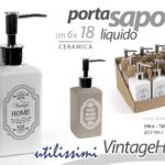 Porta sapone liquido dosatore bagno cucina vintage ceramica dispenser ass 18cm