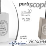 Portascopino da bagno Porta Scopino QUADRATO WC CERAMICA Water VINTAGE 30 cm