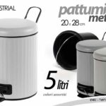 PATTUMIERA A PEDALE BAGNO GETTA CARTE MODERNA METALLO INDUSTRIALE 5 LITRI 28cm