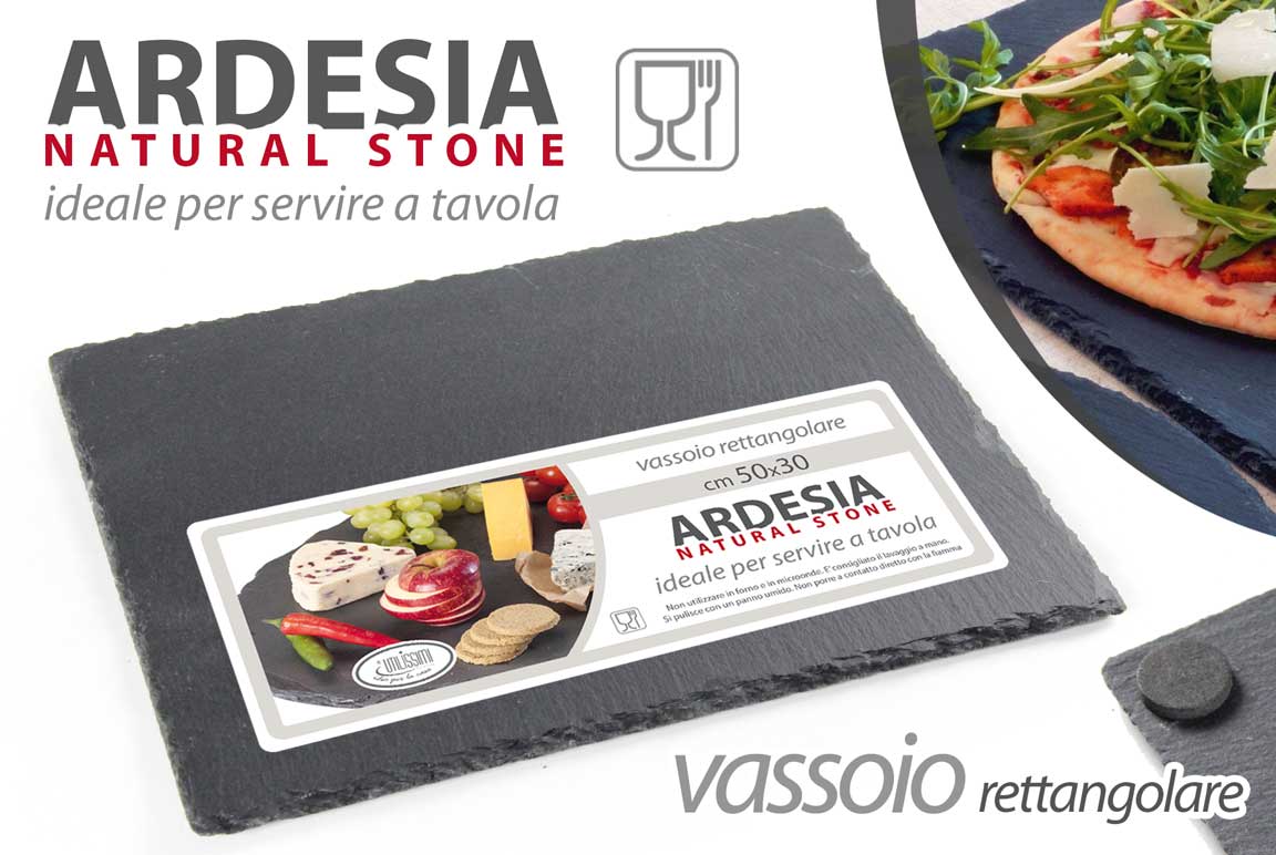 8025569749773 Vassoio aperitivo antipasti piatto tagliere portata pietra ardesia sushi 40*30cm - immagine 1