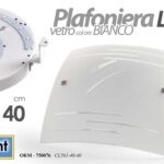 PLAFONIERA LAMPADARIO LED VETRO BIANCO METALLO SALOTTO CUCINA INGRESSO 40*40 cm