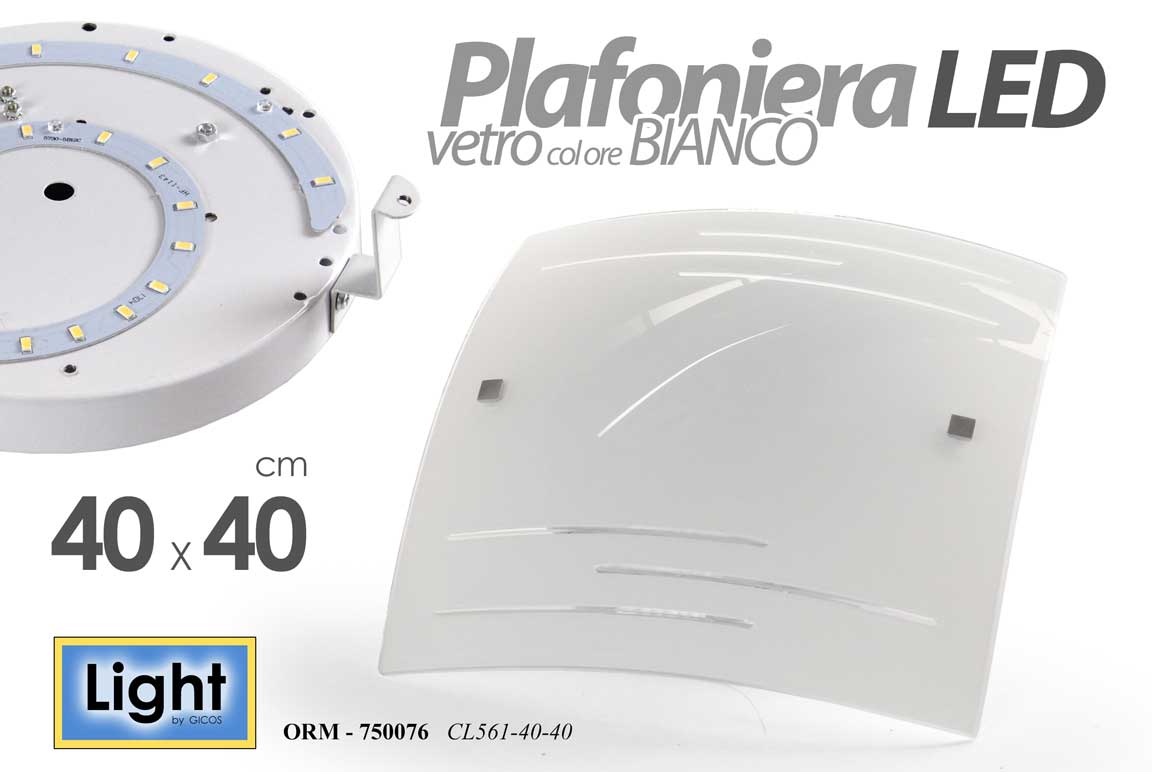 8025569750076 PLAFONIERA LAMPADARIO LED VETRO BIANCO METALLO SALOTTO CUCINA INGRESSO 40*40 cm - immagine 1