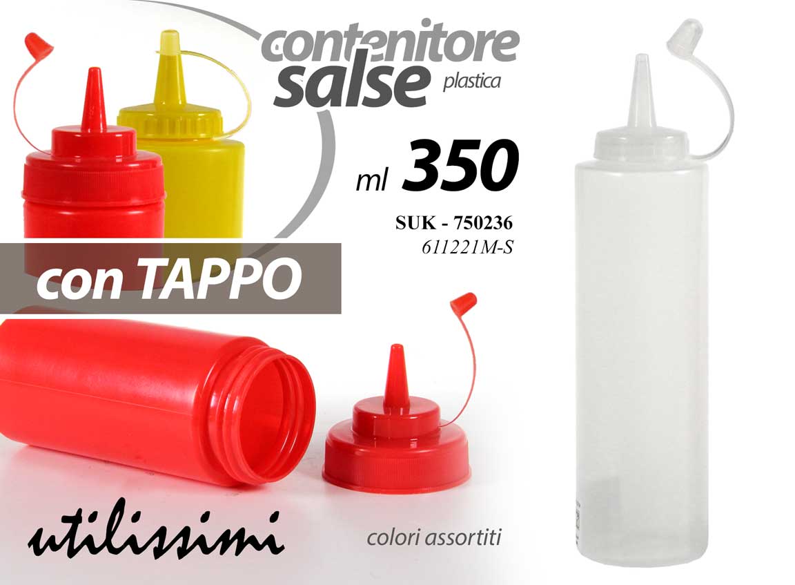 8025569750236 Dispenser dosatore SALSA MAIONESE KETCHUP BOTTIGLIA CONTENITORE PLASTIC 350 ML - immagine 1