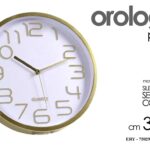OROLOGIO DA PARETE SILENZIOSO CLASSICO MODERNO NUMERI GRANDI BIANCO ORO 30*4cm