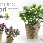 PIANTA PIANTINA FINTA ARTIFICIALE CON VASO INCARTO FIORE FIORI FINTI 15 CM