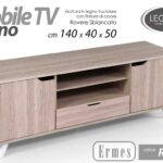 MOBILE PORTA TV TELEVISORE MODERNO 2 RIPIANI ANTE ROVERE Sbiancato 140*40*H50