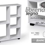 LIBRERIA SCAFFALE BASSO MODERNA 5 RIPIANI MENSOLE ROVERE SBIANCATO 87*60*24 CM