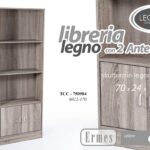 MOBILE LIBRERIA SCAFFALE ANTE RIPIANI OLMO GRIGIO ROVERE SBIANCATO 170*60*24 CM