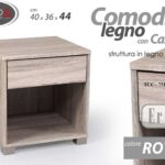 COMODINO 1 CASSETTO MODERNO LEGNO RIPIANO Salvaspazio ROVERE BIANCO h44*40*36