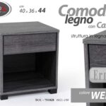 COMODINO h44*40*36 CM LETTO NERO CHIC WENGè 1 CASSETTO MODERNO LEGNO ROVERE SBIA