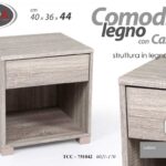 COMODINO h44*40*36 CM LETTO 1 CASSETTO MODERNO LEGNO ROVERE SBIANCATO OPALE
