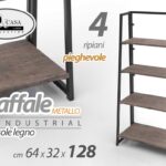SCAFFALE LIBRERIA METALLO PIEGHEVOLE RIPIANI LEGNO Casa Ufficio Bagno 128*64*32