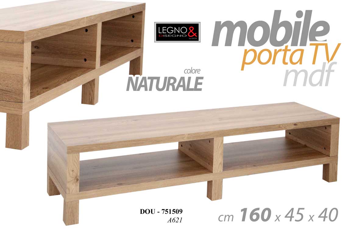 8025569751509 MOBILE PORTA TV LEGNO NATURALE TAVOLO TAVOLINO TELEVISORE MODERNO 160*45*h40 cm - immagine 1