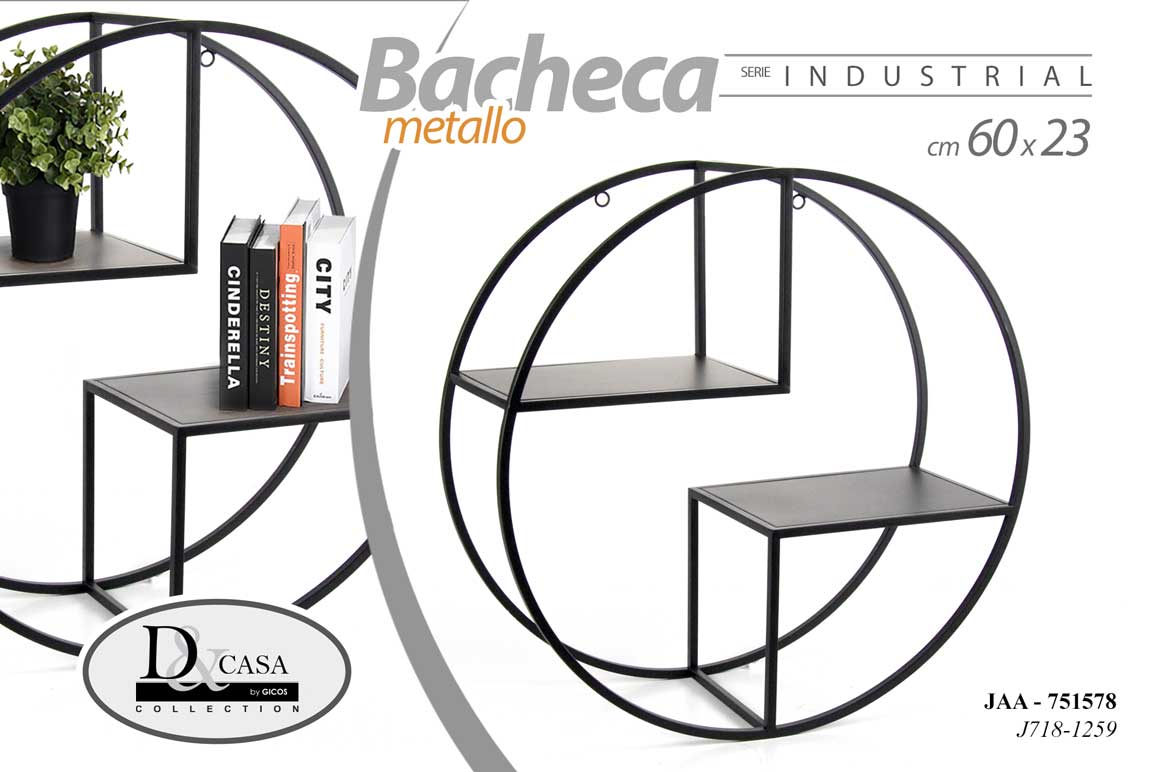 8025569751578 MENSOLA BACHECA DA PARETE SOSPESA LIBRERIA SCAFFALE METALLO 2 RIPIANI 60*23 cm - immagine 1