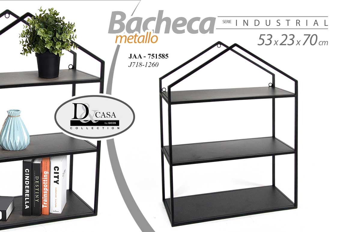 8025569751585 MENSOLA BACHECA DA PARETE SOSPESA LIBRERIA SCAFFALE CASA 3 RIPIANI 70*53*23 cm - immagine 1