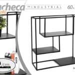 MENSOLA BACHECA DA PARETE SOSPESA LIBRERIA SCAFFALE METALLO 3 RIPIANI 60*60*23cm