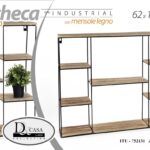 BACHECA PORTA OGGETTI METALLO INDUSTRIAL PARETE MENSOLE LEGNO 62*10*50CM