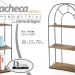 BACHECA MENSOLA PARETE MURO METALLO NERO 3 RIPIANI LEGNO SCAFFALE H70*L36*P15cm