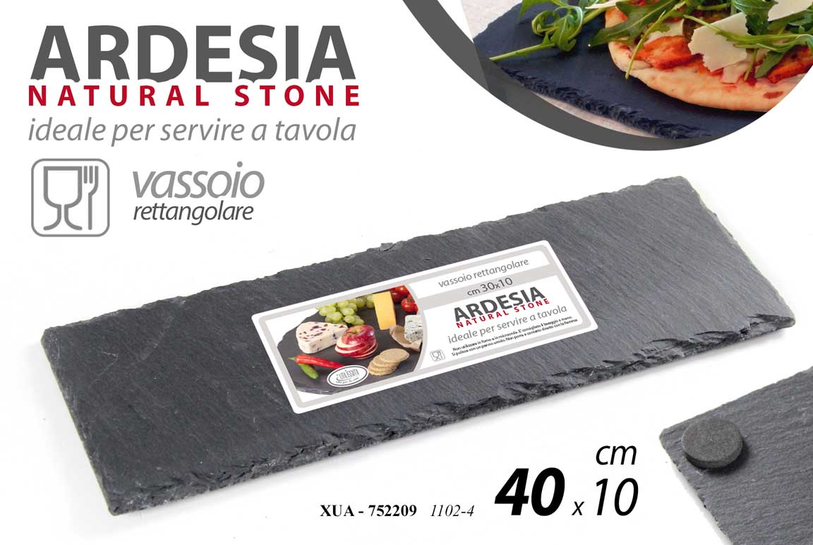 8025569752209 SET 12 PEZZI ARDESIA NATURAL STONE VASSOIO RETTANGOLARE 40*10CM - immagine 1