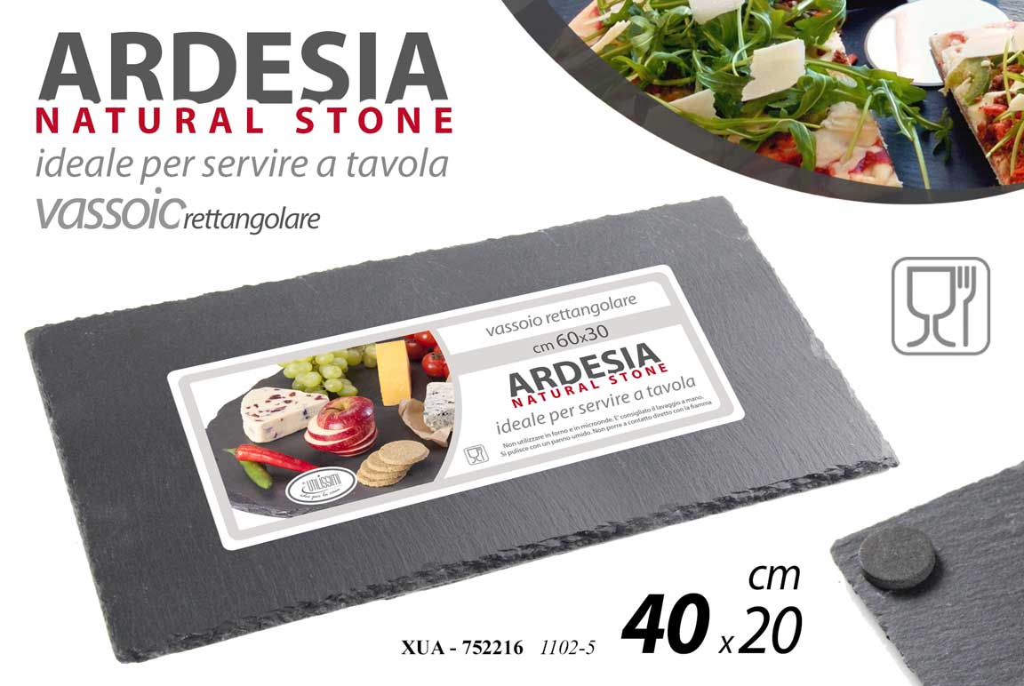 8025569752216 Vassoio aperitivo antipasti piatto tagliere portata pietra ardesia sushi 40*20 cm - immagine 1