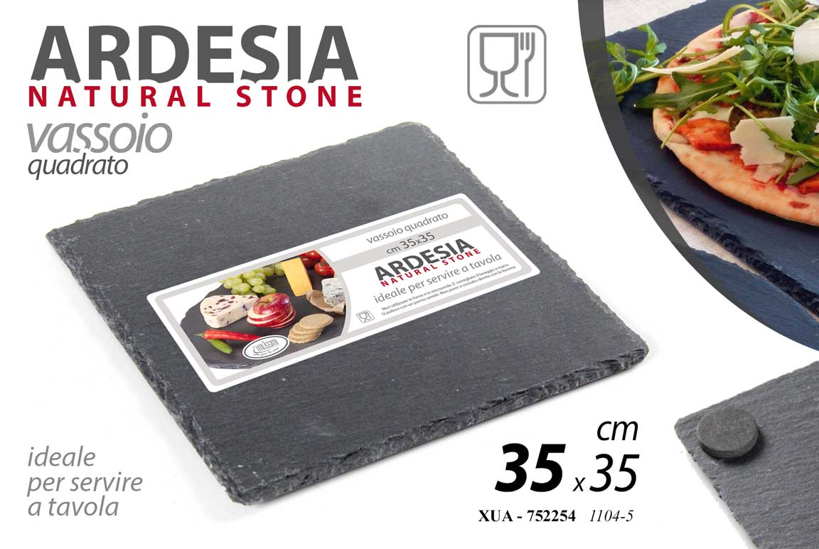 8025569752254 Vassoio quadrato aperitivo antipasti piatto tagliere portata pietra ardesi 35 cm - immagine 1
