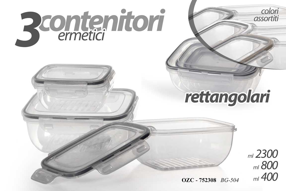 8025569752308 3 CONTENITORI ERMETICI BARATTOLO ACRILICO FRIGO ALIMENTI MODERNI 400+800+2300ML - immagine 1