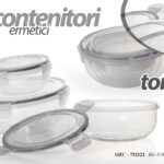 3 CONTENITORI ERMETICI BARATTOLO ACRILICO FRIGO ALIMENTI TONDI 400+ 800+2250 ML