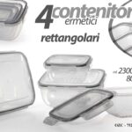 4 CONTENITORI ERMETICI BARATTOLO FRIGO ALIMENTI Freezer 400+800+1400+2300 ML