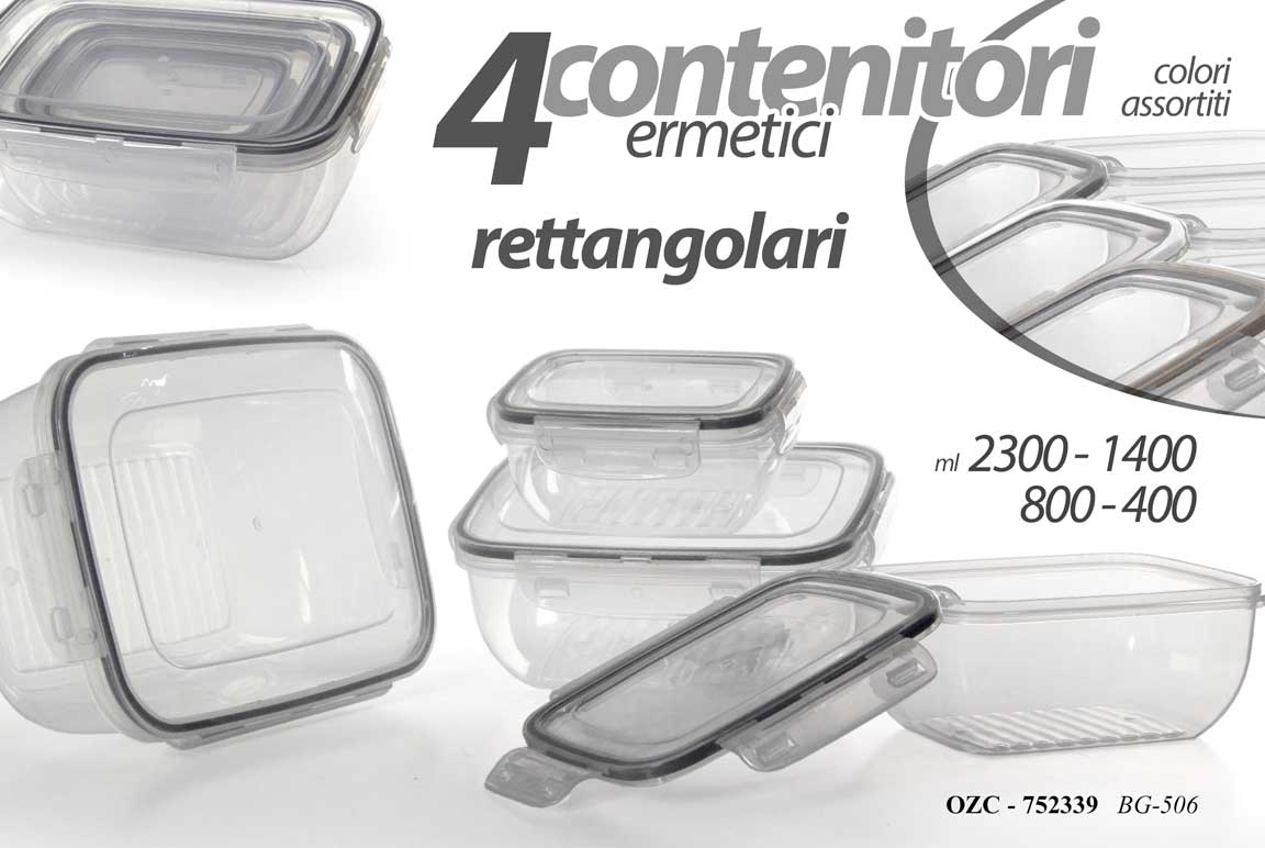 8025569752339 4 CONTENITORI ERMETICI BARATTOLO FRIGO ALIMENTI Freezer 400+800+1400+2300 ML - immagine 1