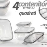 4 CONTENITORI ERMETICI BARATTOLO FRIGO ALIMENTI Freezer 500+900+1500+2400 ML