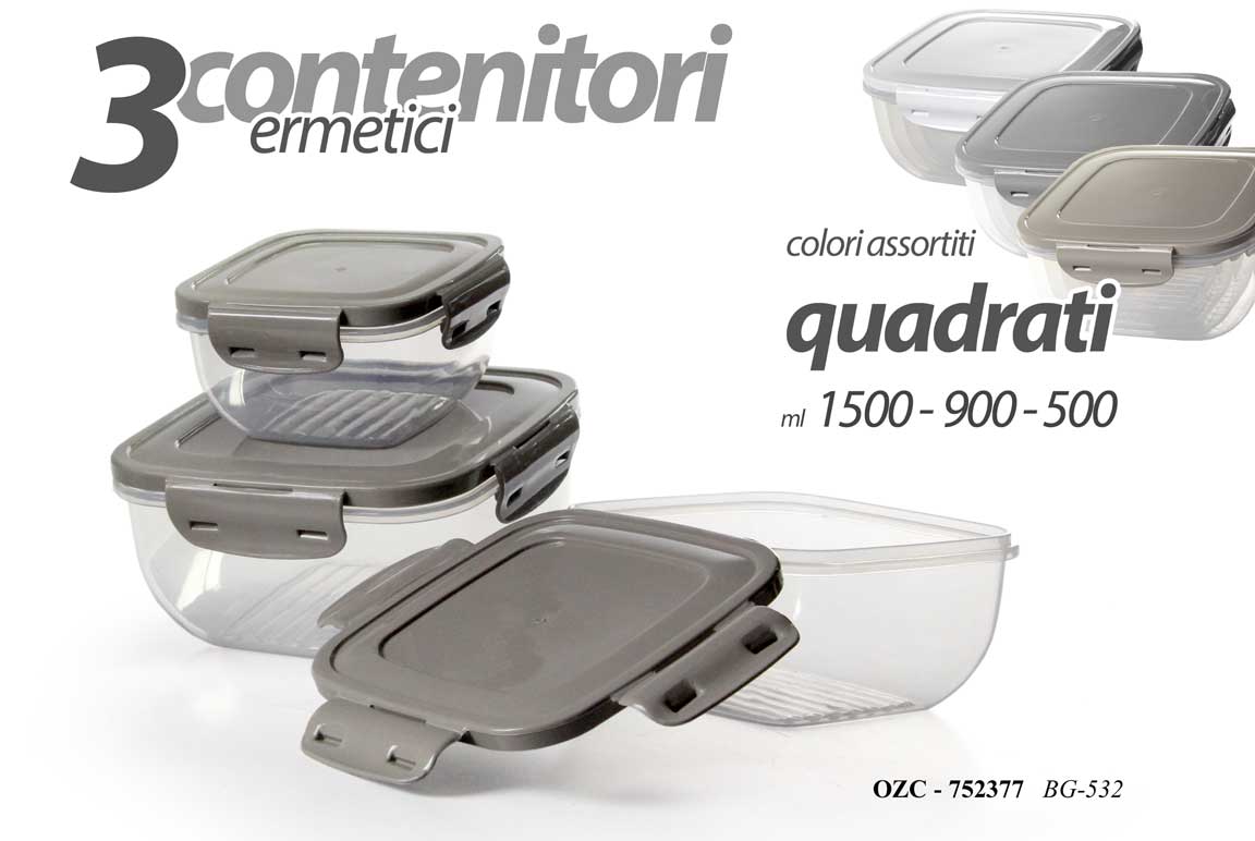 8025569752377 3 CONTENITORI ERMETICI BARATTOLO ACRILICO FRIGO ALIMENTI MULTIUSO 500+900+2400ML - immagine 1