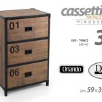 COMODINO CASSETTIERA 3 CASSETTI  LEGNO METALLO NAUTICO INDUSTRIALE 89*59*39