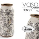 VASO ANTICATO ALTO CACHEPOT VINTAGE RETRò CENTROTAVOLA RUSTICO ORGANZA 37*16 cm