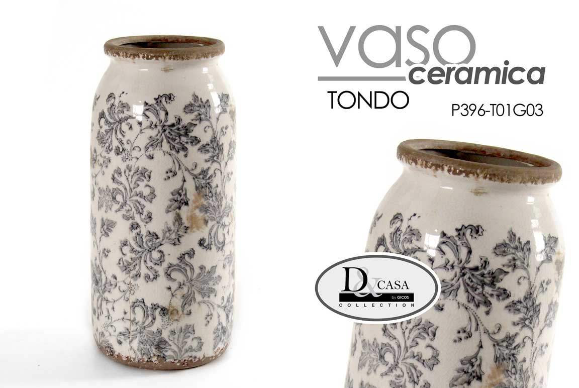 8025569753404 VASO ANTICATO ALTO CACHEPOT VINTAGE RETRò CENTROTAVOLA RUSTICO ORGANZA 37*16 cm - immagine 1