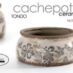 VASO CERAMICA BASSO CACHEPOT ANTICATO VINTAGE RETRò CENTROTAVOLA ORGANZA 21*10cm