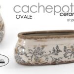VASO OVALE CERAMICA SCAVO CACHEPOT CENTROTAVOLA VINTAGE RETRò ANTICATO 24*11*9CM