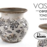 VASO CERAMICA CACHEPOT ANTICATO VINTAGE RETRò CENTROTAVOLA RUSTICO ORGANZA 19*19