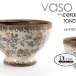VASO ANTICATO VINTAGE CACHEPOT BASSO CENTROTAVOLA TAZZA RUSTICO ORGANZA 21*14 CM